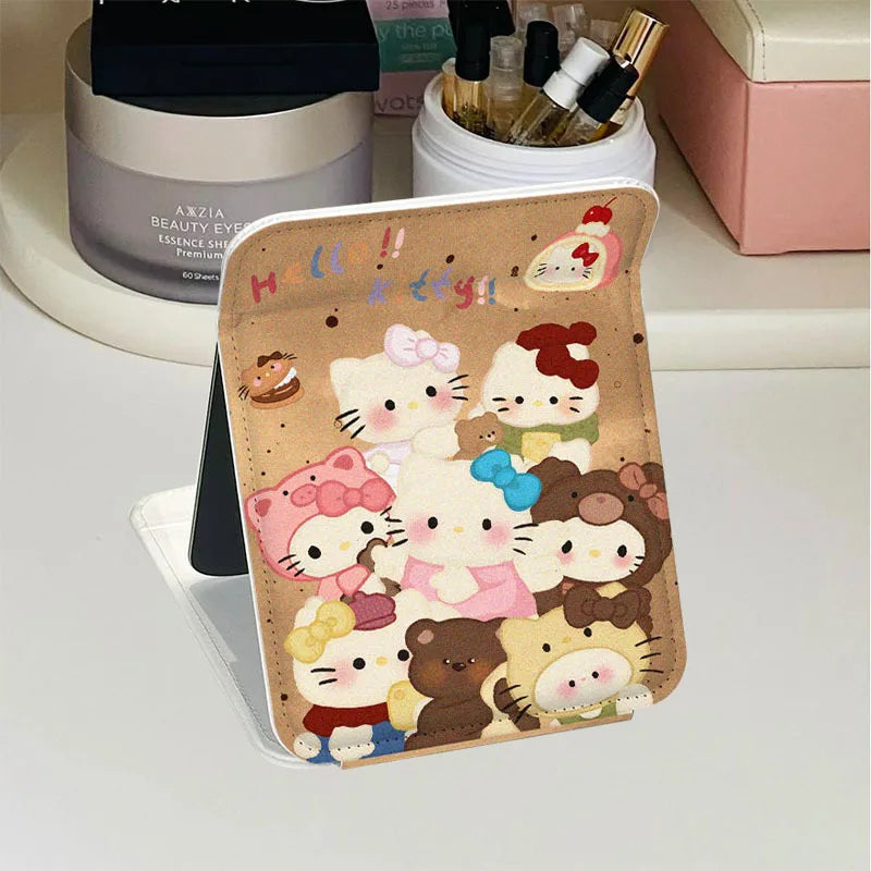 Hello Kitty Makeup Mirror Kawaii Versatile High Beauty Sweet Makeup Supplies Portable Desktop Toy Ornament Girl Gift Wholesale