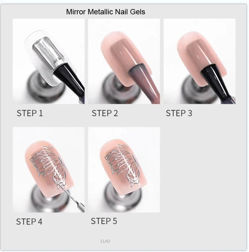 1Jar Silver Mirror Metallic Painting Nail Art Gel Mirror Effect Thick Liquid Nail Polish UV Soak Off Gel Line Drawing Varnish &3