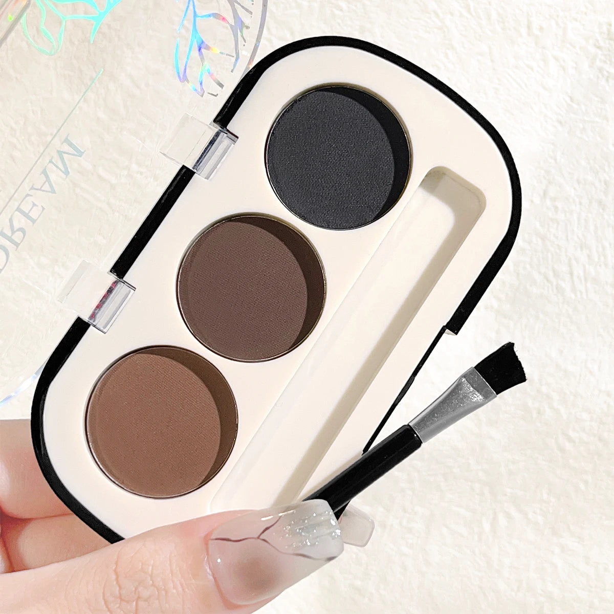 3-color Eyebrow Powder Palette With Eyebrow Brush, Waterproof And Sweatproof Natural Color Rendering Eyebrow Powder Long Lasting
