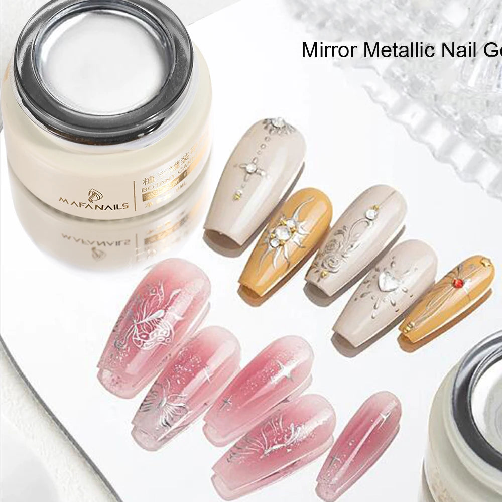 1Jar Silver Mirror Metallic Painting Nail Art Gel Mirror Effect Thick Liquid Nail Polish UV Soak Off Gel Line Drawing Varnish &3