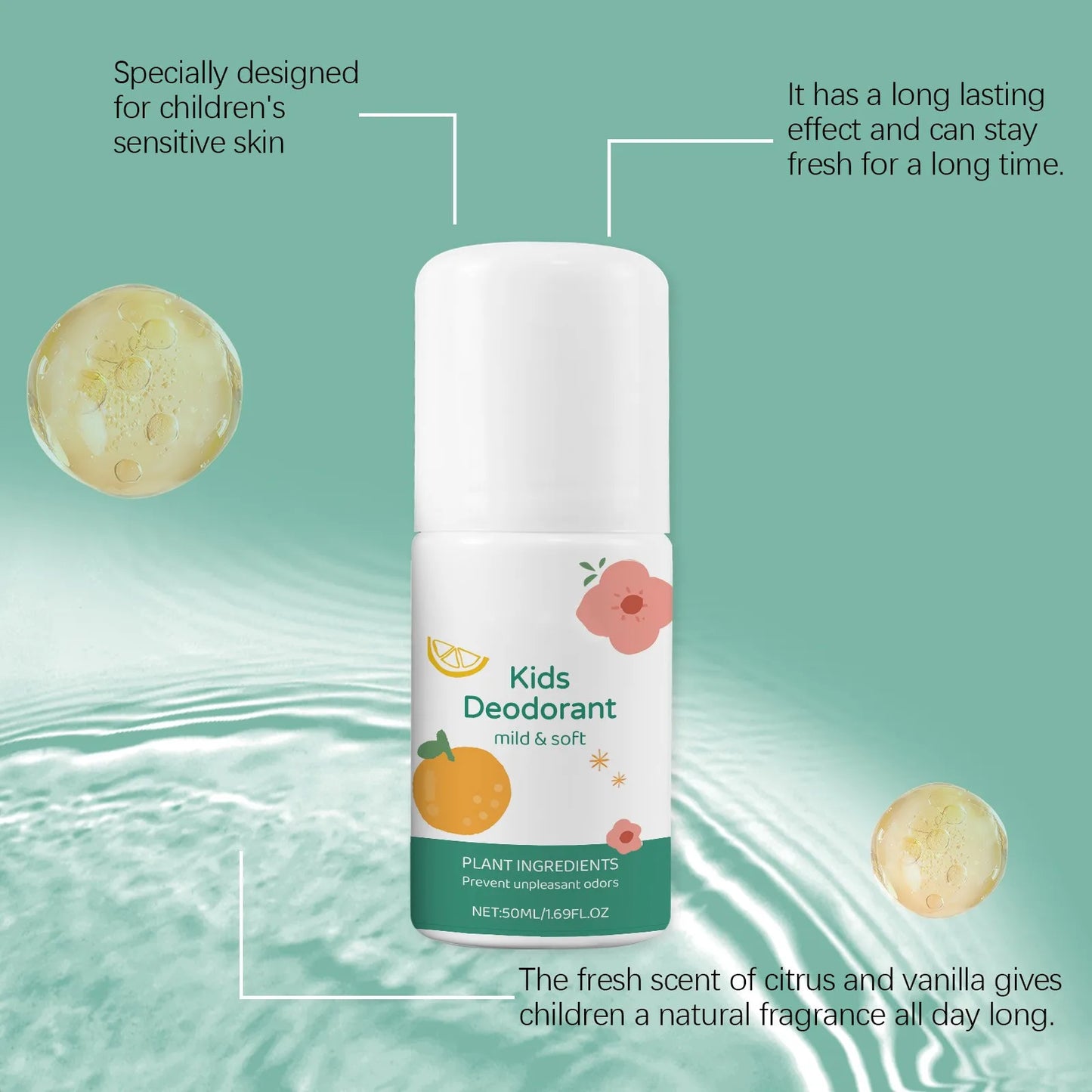 50ml Roll-On Body Deodorant Deodorant For Kids Teens Aluminum Free Underarm Sweat Removing Party Roller Fragrance