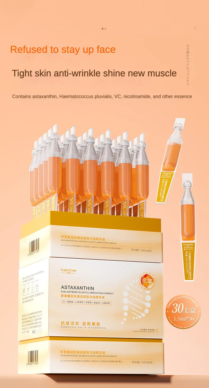 Astaxanthin Ampoule Anti Aging Face Serum Anti-aging Wrinkles Skin Brighten Whitening Hydrating Face Care Essence 30pcs/set
