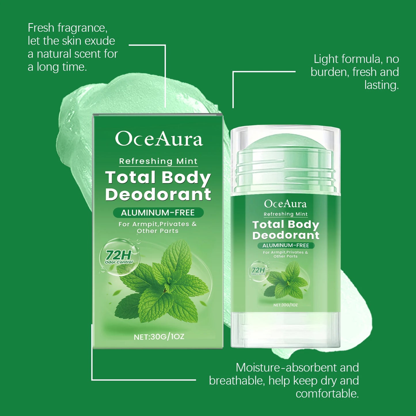 Underarm Antiperspirant Deodorant Stick Body Odor Remover Lasting Mint Fragrance Portable Armpit Anti Sweaty Stick For Women Men