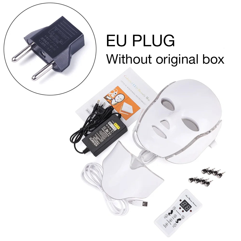 7 Colors LED Facial Mask with Neck LED Light Face Mask Skin Rejuvenation Anti Acne Beauty Device Face Lifting Firm Massager