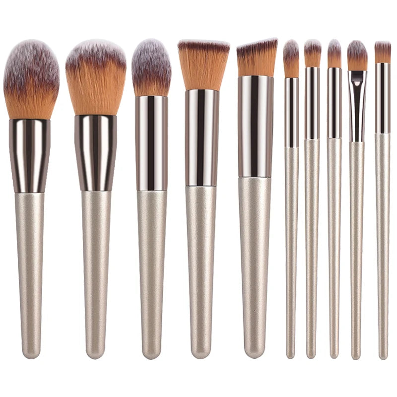 Hot Champagne Makeup Brushes Set for Women Cosmetic Foundation Powder Blush Eyeshadow Kabuki Blending Make Up Brush Beauty Tools