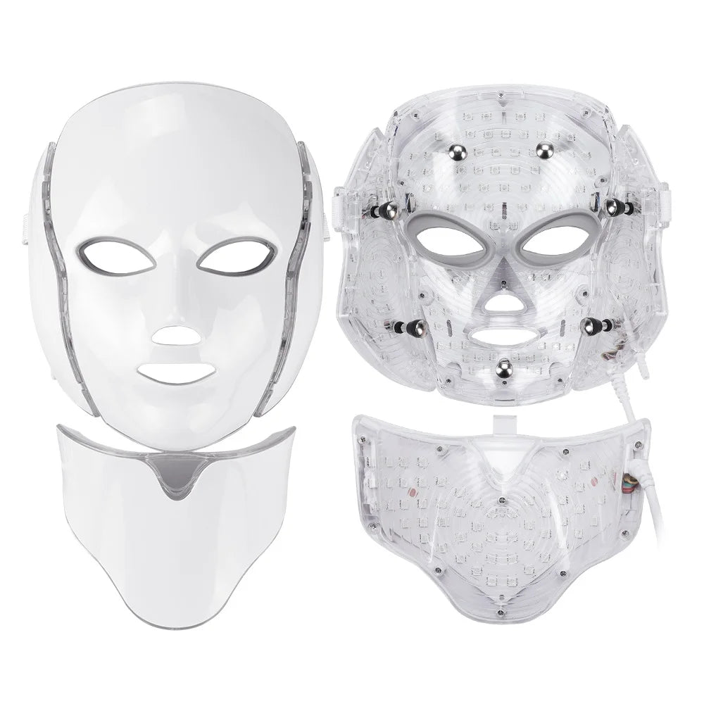 7 Colors LED Facial Mask with Neck LED Light Face Mask Skin Rejuvenation Anti Acne Beauty Device Face Lifting Firm Massager