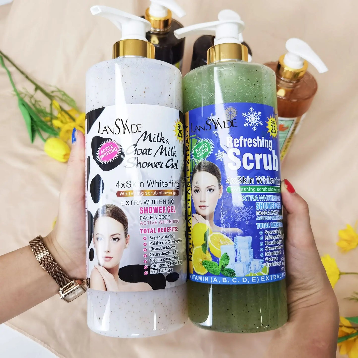 1000ml Scrub bath lotion silky smooth skin foam rich moisture skin toner brighten skin color anti-aging mild lasting fragrance