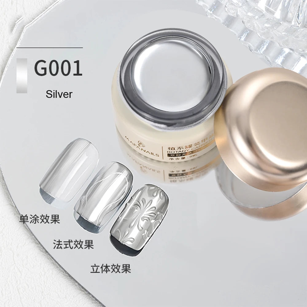 1Jar Silver Mirror Metallic Painting Nail Art Gel Mirror Effect Thick Liquid Nail Polish UV Soak Off Gel Line Drawing Varnish &3