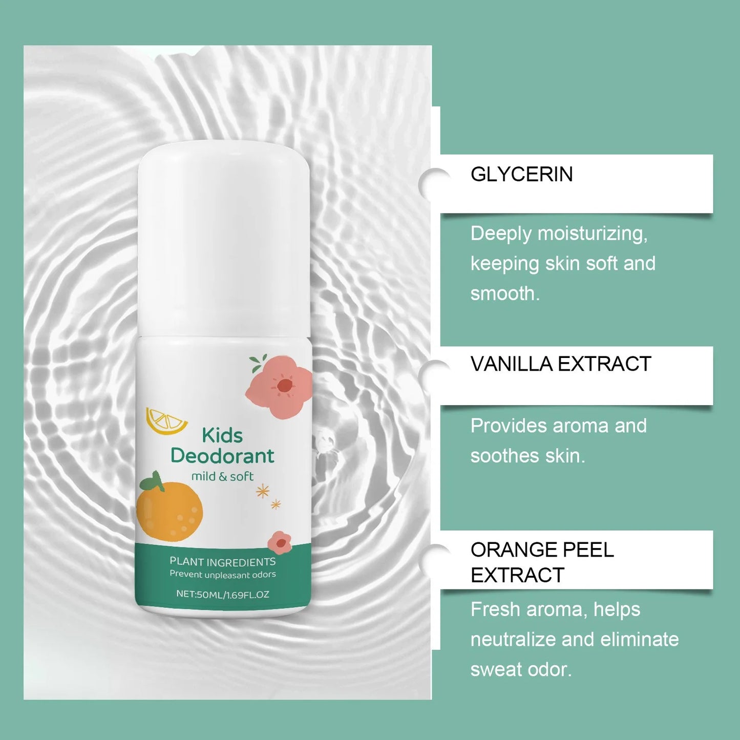 50ml Roll-On Body Deodorant Deodorant For Kids Teens Aluminum Free Underarm Sweat Removing Party Roller Fragrance