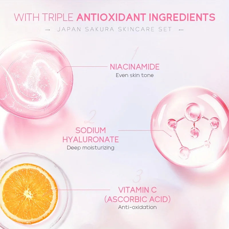 Sakura Essence Cream,Cherry Blossom Facial Moisturizer for Dry & Rough Skin,Anti Aging Face Lifting Nourishing Repair Collagen