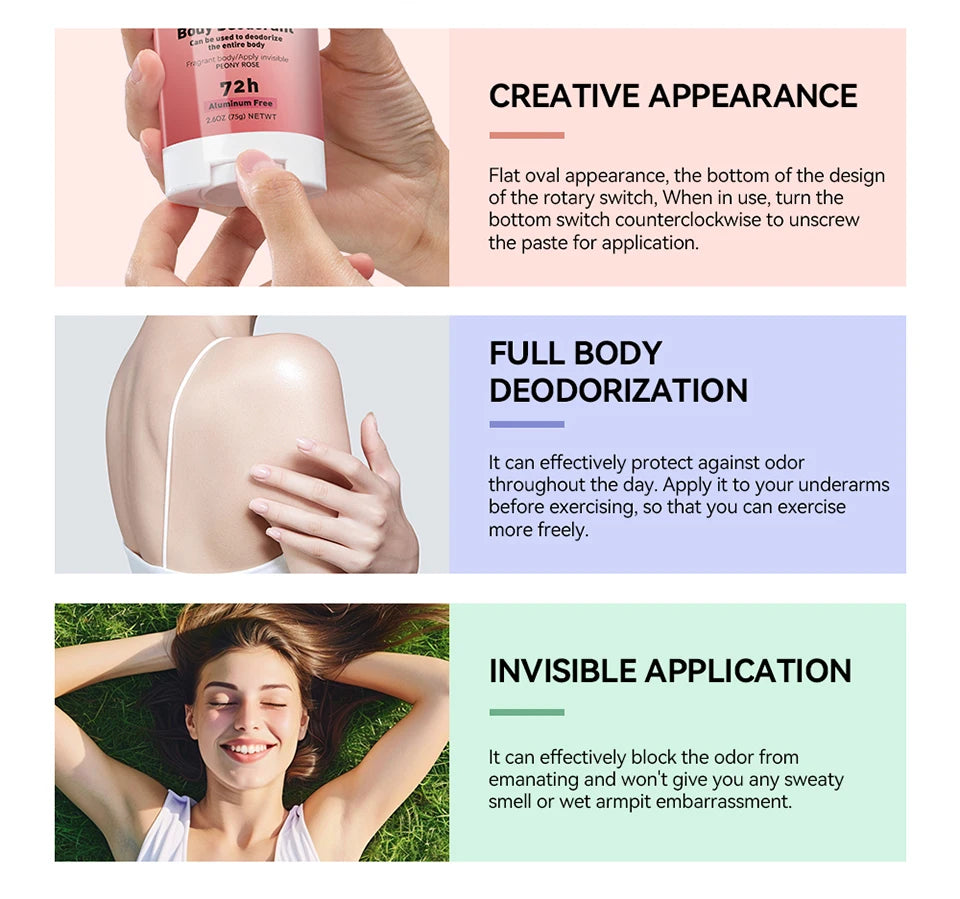 Long-term Fresh Fragrance Whole Body Deodorant Body Balm Deodorant For Men &Women To Remove Body Odor, 72 Hours Of Odor Control