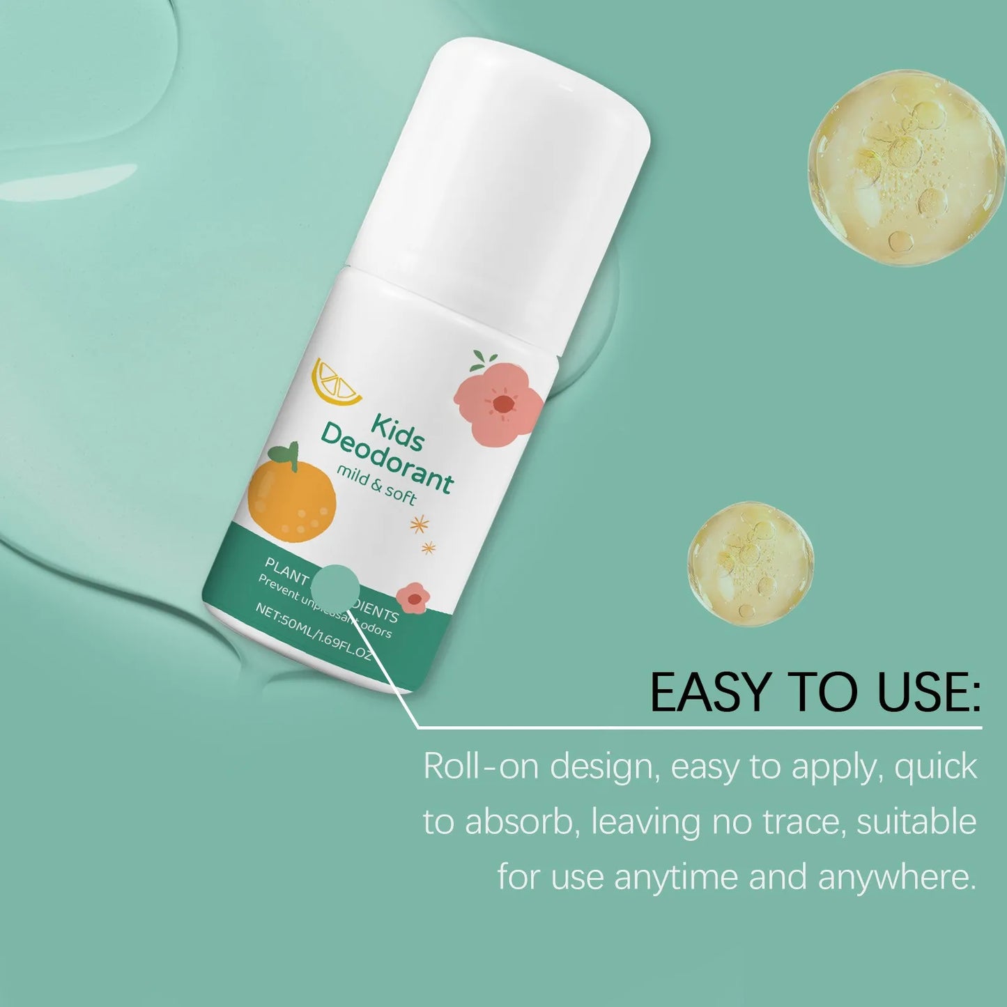 50ml Roll-On Body Deodorant Deodorant For Kids Teens Aluminum Free Underarm Sweat Removing Party Roller Fragrance