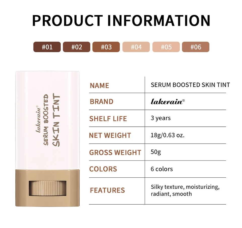 Lakerain Solid Tinted Moisturizing SerumB, Weightless, Breathable, Second-Skin Feel, eauty Balm Serum Boosted Skin Tint Makeup