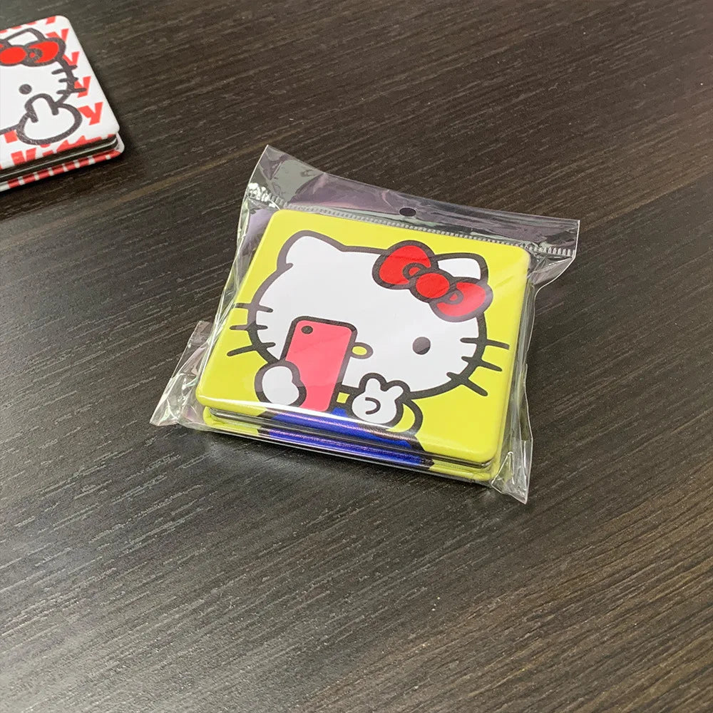Hello Kitty Mirror Portable Small Mirror Hello Kitty Sanrio Portable Folding Mirrors Double-Sided Pattern Makeup Gift For Girl