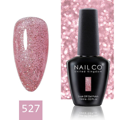 NAILCO 15ML Top Gel Nail Polish Nails Semi-permanent UV Varnish Glitter High Quality Glass Bottle Nail Art Polish For Manicure