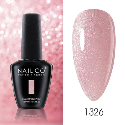NAILCO 15ML Top Gel Nail Polish Nails Semi-permanent UV Varnish Glitter High Quality Glass Bottle Nail Art Polish For Manicure
