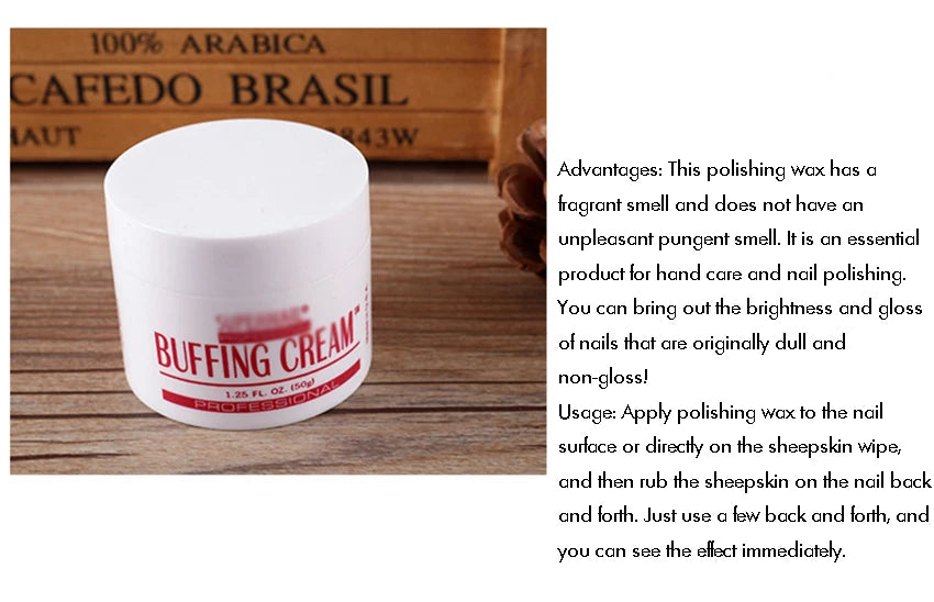 Nail Buffing Cream 1.25oz(50g) Apply to Nail And Buff to Gain a Shiny Lustrous Finish, Nail Care Cream