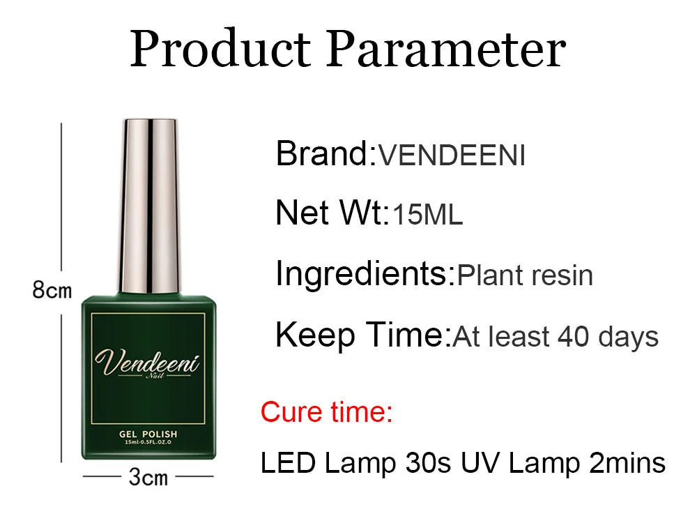 Vendeeni Russian Self Leveling Gel Nail Polish Strong Base Coat Reinforced Gel Lacquer Semi Permanent UV Soak Off Gel Varnish