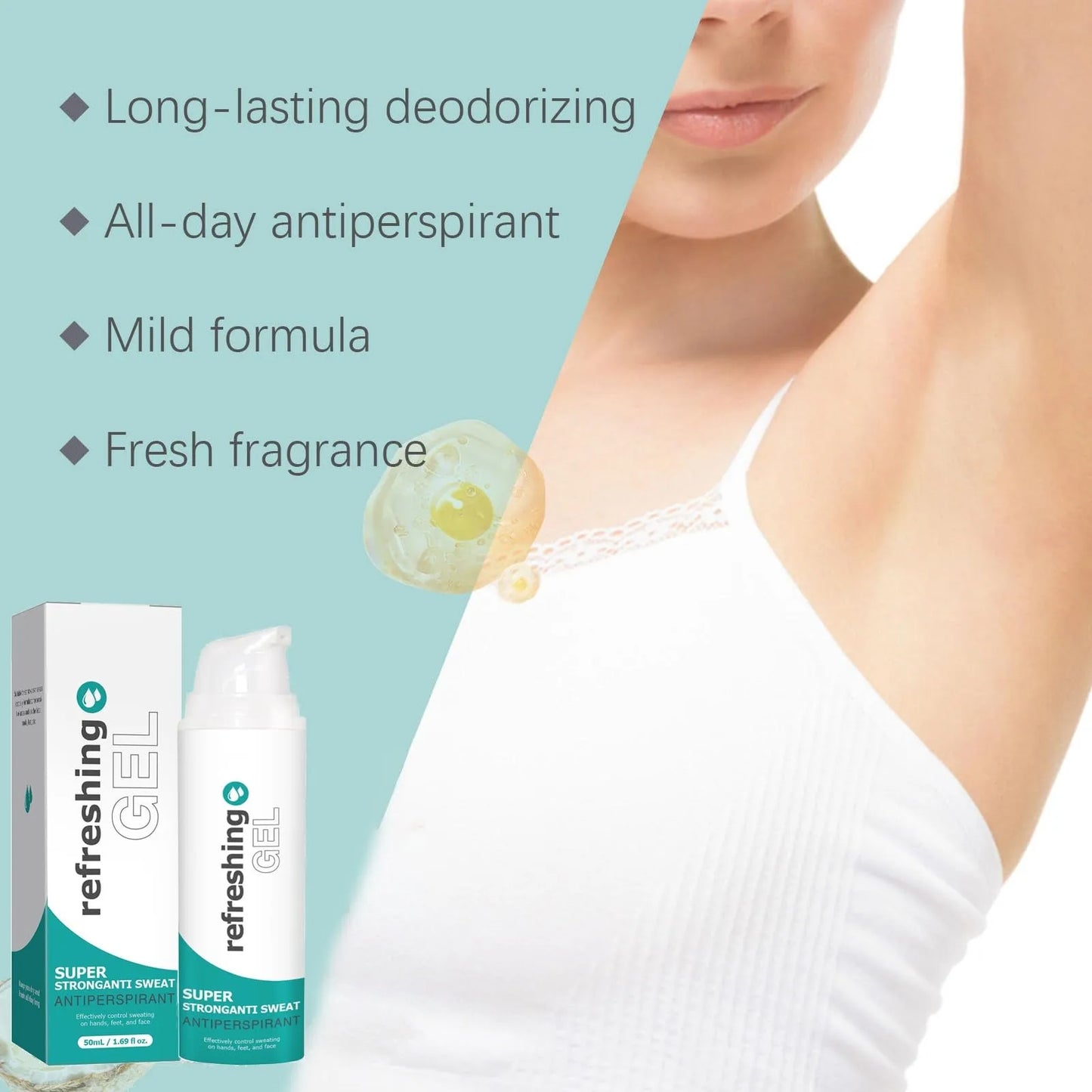 Antiperspirant Gel 50ml Against Sweaty Hands, Sweaty Feet And Sweating On The Face, Against Armpit Odor, Against Heavy Sweating