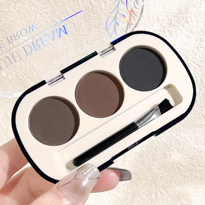 3-color Eyebrow Powder Palette With Eyebrow Brush, Waterproof And Sweatproof Natural Color Rendering Eyebrow Powder Long Lasting