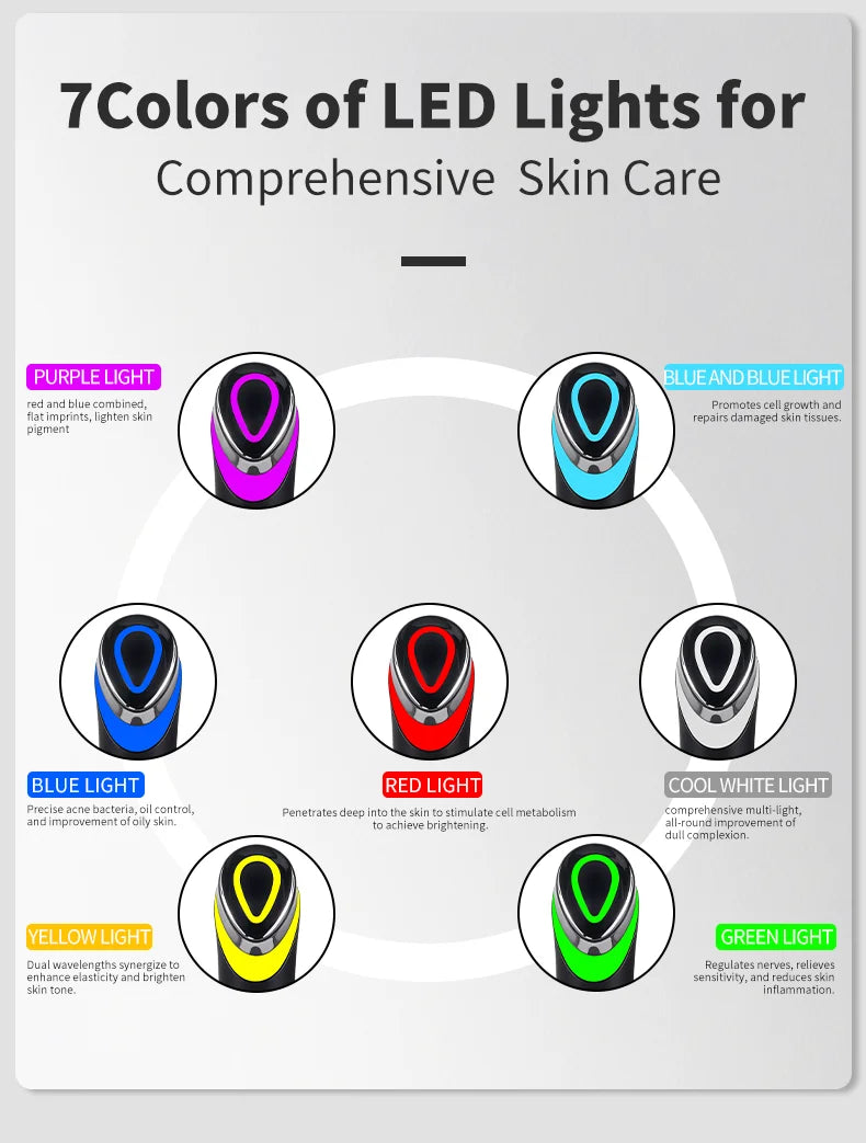 Electric Vibrating Age-R Booster Pro 7 Colors Led Facial Light Therapy Anti Wrinkle Brightening Beauty Device Rejuvenation Tool