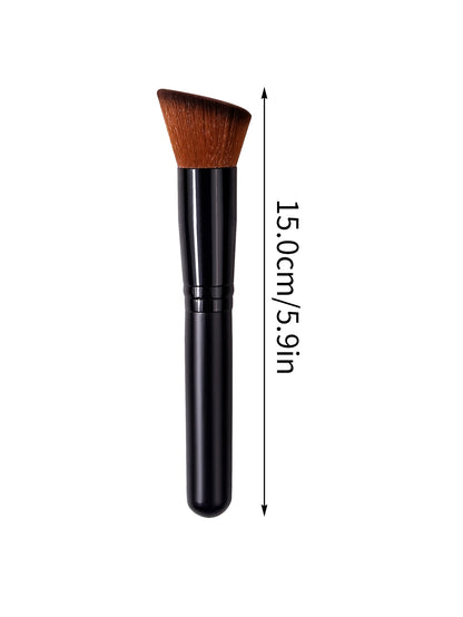 1PC Angled Foundation Blush Brush - Multipurpose Makeup Tool for Liquid, Cream & Powder, Beginner-Friendly Travel Essential