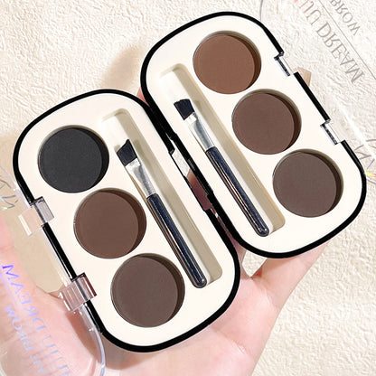3-color Eyebrow Powder Palette With Eyebrow Brush, Waterproof And Sweatproof Natural Color Rendering Eyebrow Powder Long Lasting