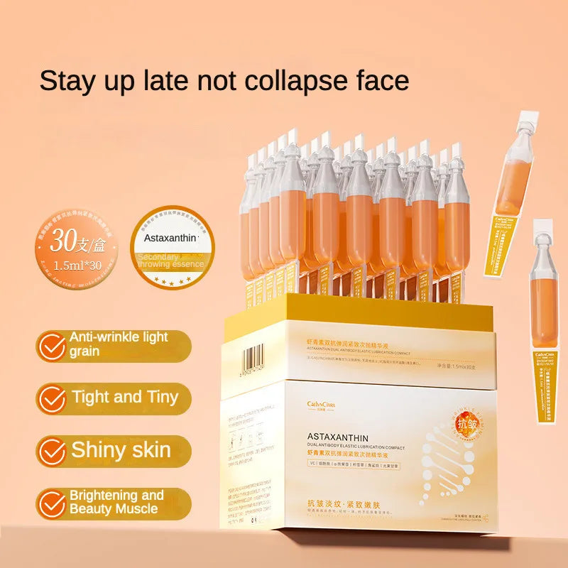 Astaxanthin Ampoule Anti Aging Face Serum Anti-aging Wrinkles Skin Brighten Whitening Hydrating Face Care Essence 30pcs/set