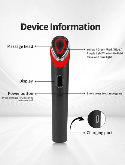Electric Vibrating Age-R Booster Pro 7 Colors Led Facial Light Therapy Anti Wrinkle Brightening Beauty Device Rejuvenation Tool