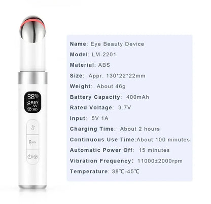 Electric Eye Massager EMS Microcurrent Skin Lifting Reduce Eye Wrinkles Remove Dark Circles Hot Vibration Beauty SkinCare Device