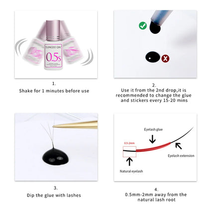 Eyelashes Glue For Professional 10ml 0.5 Second Fast Drying Long Lasting Lashes Adhesive Low Irritant Eyelash Extension Glue