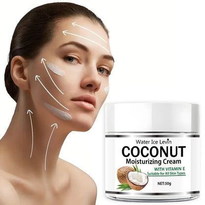 50g Coconut Oil Moisturizing Cream |   Collagen and Vitamin E |   Alcohol-Free |   Suitable for All Light Skin Types |   Moisturizing Formula Containing Hyaluronic Acid and Retinol