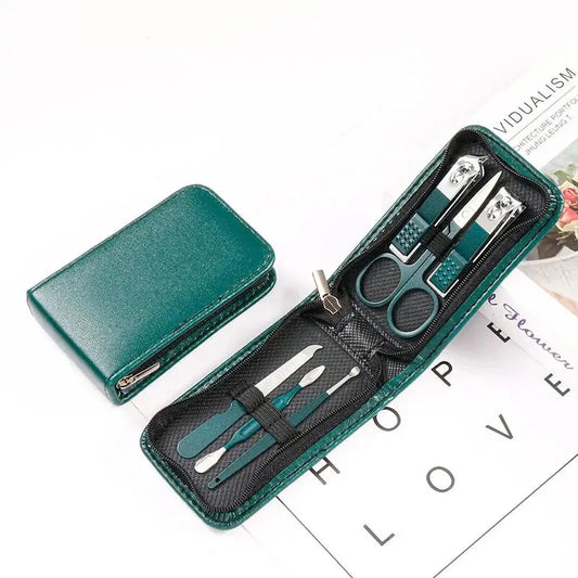 6 Pcs Portable Luxury Manicure Sets Pedicure Tools Bright Black Nail Clipper Set Personal Care Tools Eyebrow Scissors