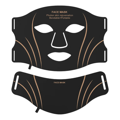 7 Color LED Face Mask with Neck - Wireless Portable Red Light Therapy for Anti-Aging, Wrinkles, Skin Rejuvenation, Home Use