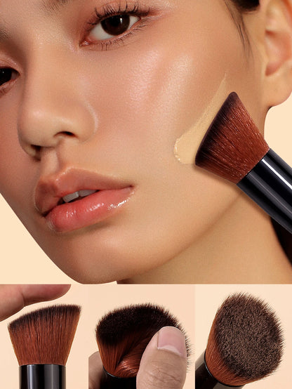 1PC Angled Foundation Blush Brush - Multipurpose Makeup Tool for Liquid, Cream & Powder, Beginner-Friendly Travel Essential