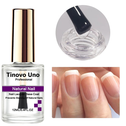 Tinovo Uno Natural Nail Lacquer Base Coat Regular Nail Polish Quick Dry Enamel Super Shiny Painting Varnish Hardener Manicure