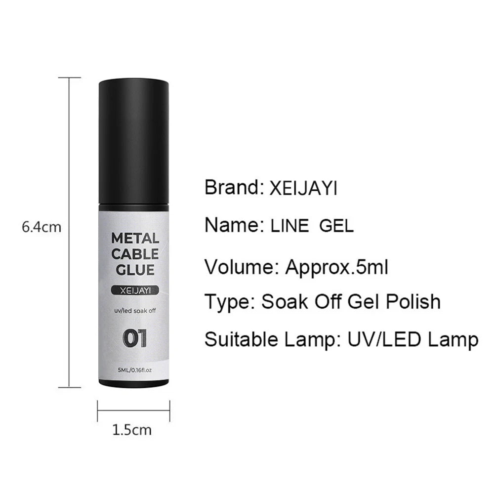 5ML Silver/Gold Metal Painting Liner Nail Glue Sparkly Mirror Effect Soak Off  Gel Polish Semi Permanent French Nail Art Varnish
