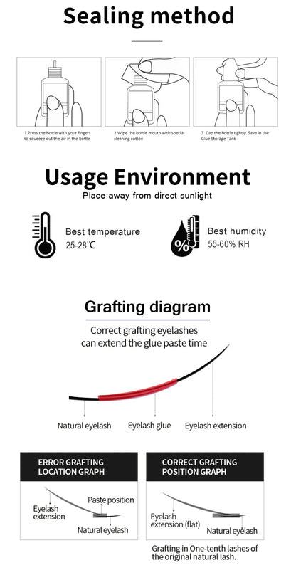 Eyelashes Glue For Professional 10ml 0.5 Second Fast Drying Long Lasting Lashes Adhesive Low Irritant Eyelash Extension Glue