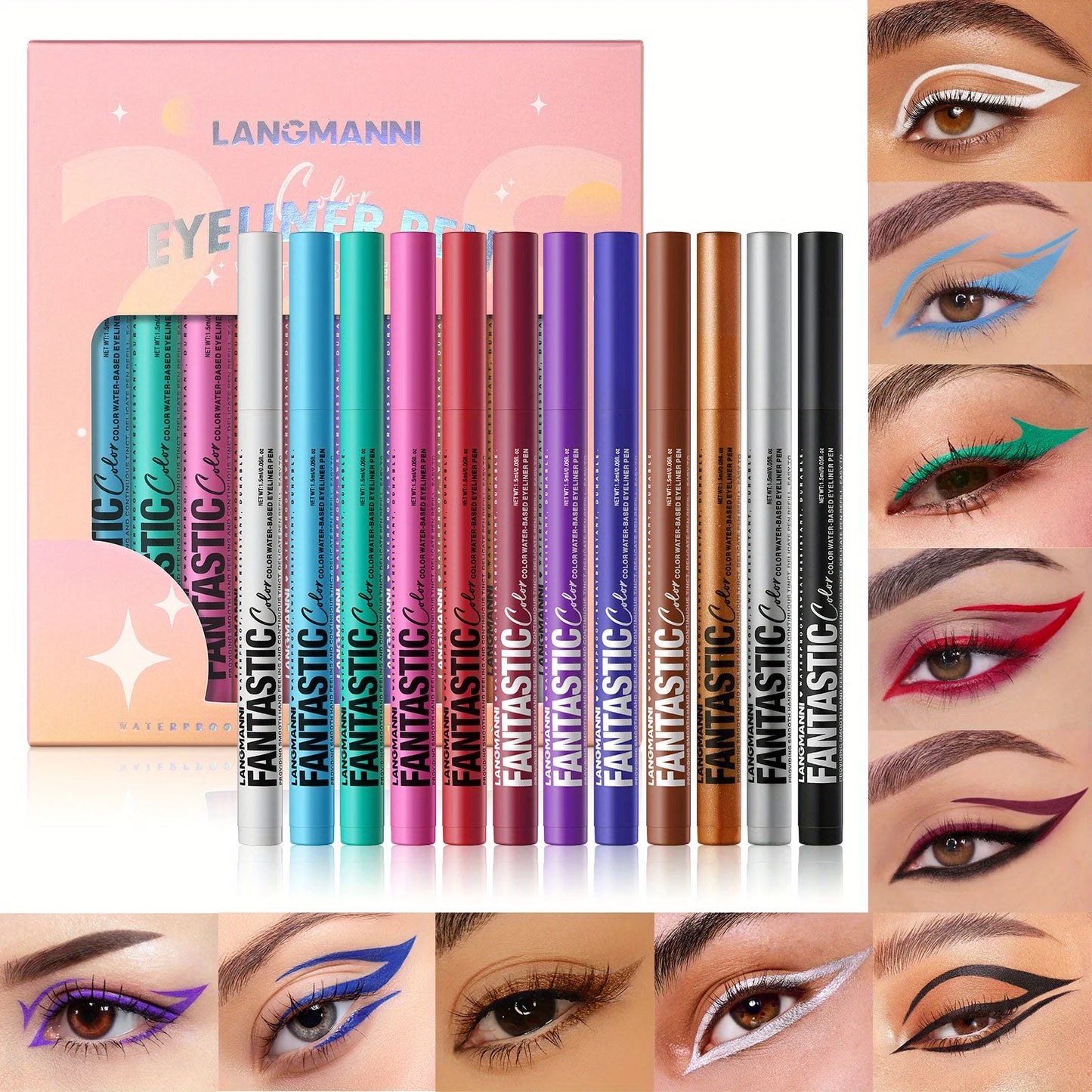 12-color eyeliner waterproof, quick-drying, oil-proof and non-smudging long-lasting eyeliner eyeliner set