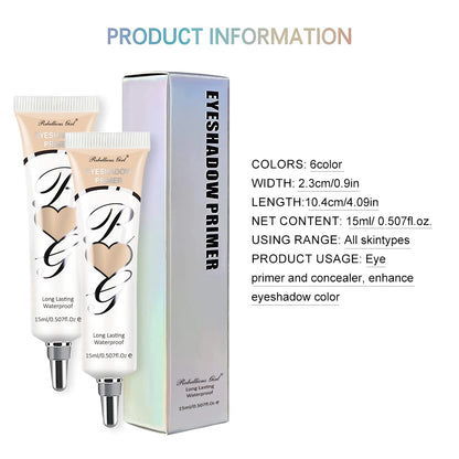 Eyeshadow primer, cut-off eyeshadow primer, concealer color, 24-hour makeup lasting, waterproof and sweat-proof