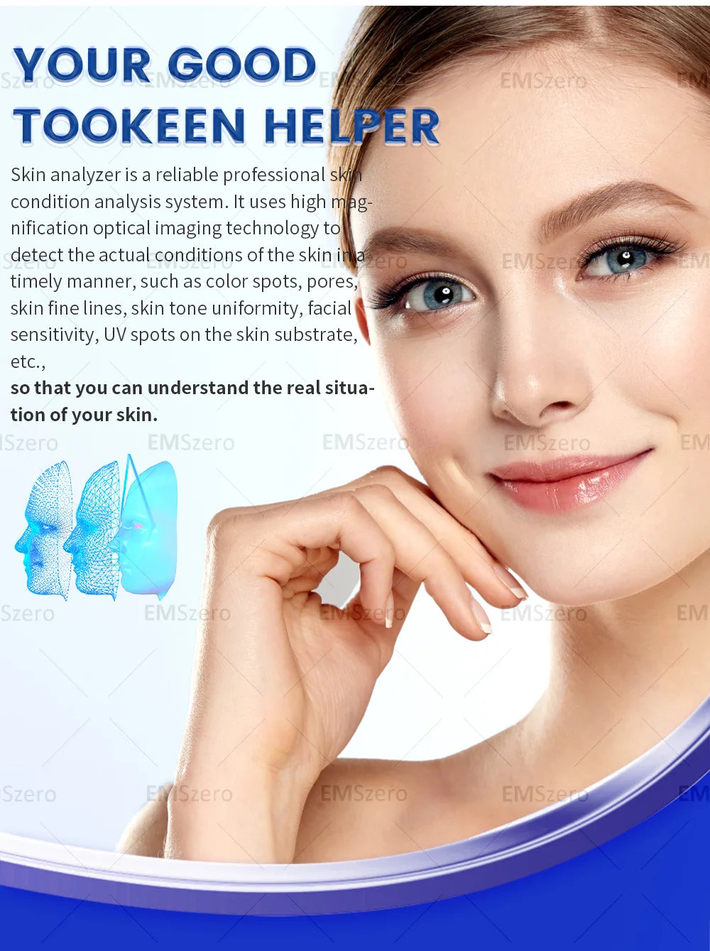 The best smart facial skin detection and analysis beauty instrument.Skin scan analysis anti-aging instrument