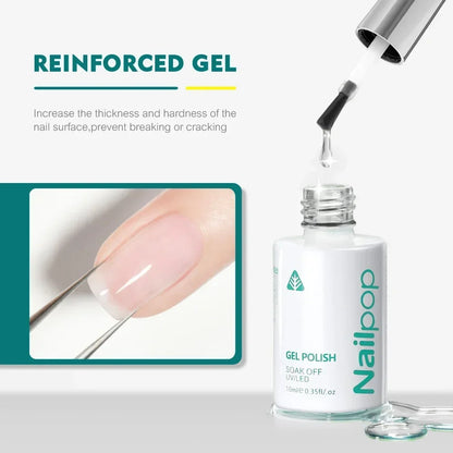 Nailpop 10ml Rubber Base Gel Top Coat Soak Off UV LED Gel Polish Nail Art Degisn Clear Long Lasting Varnish Nail Function Gel