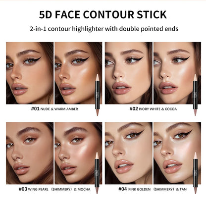 Contouring Stick with Double-headed Multi-use Contour Stick Contouring Foundation Contour Makeup Concealer Stick Pencil Cosmetic