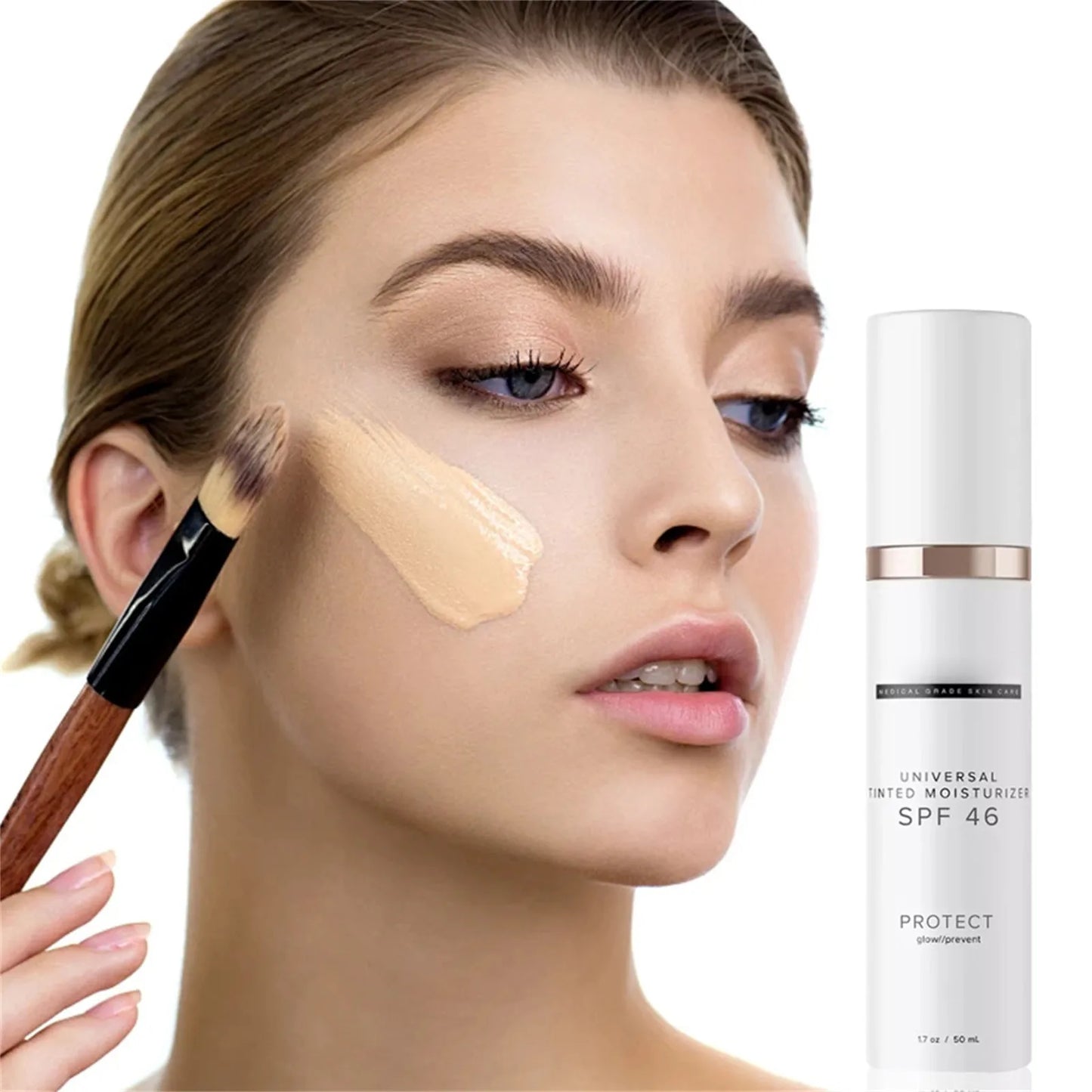 SPF46 Tinted Moisturizer with Hyaluronic Acid - Anti-Aging Sunscreen & Sheer Coverage Foundation for Daily UV Protection