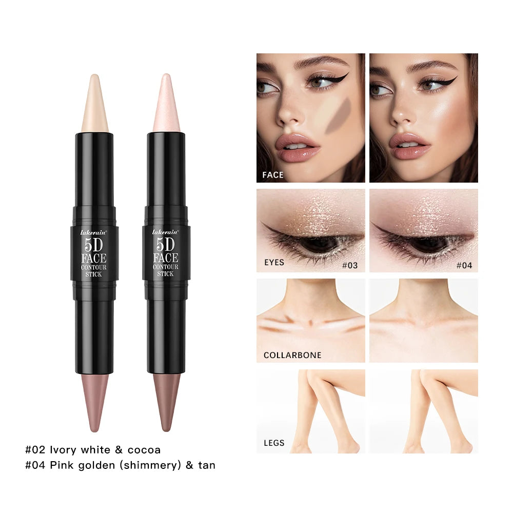 Contouring Stick with Double-headed Multi-use Contour Stick Contouring Foundation Contour Makeup Concealer Stick Pencil Cosmetic