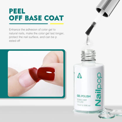 Nailpop 10ml Rubber Base Gel Top Coat Soak Off UV LED Gel Polish Nail Art Degisn Clear Long Lasting Varnish Nail Function Gel