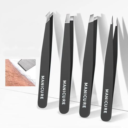 1/4pcs Tweezers Set - Professional Stainless Steel Tweezers For Eyebrows - Great Precision For Facial Hair, Splinter And Ingrow