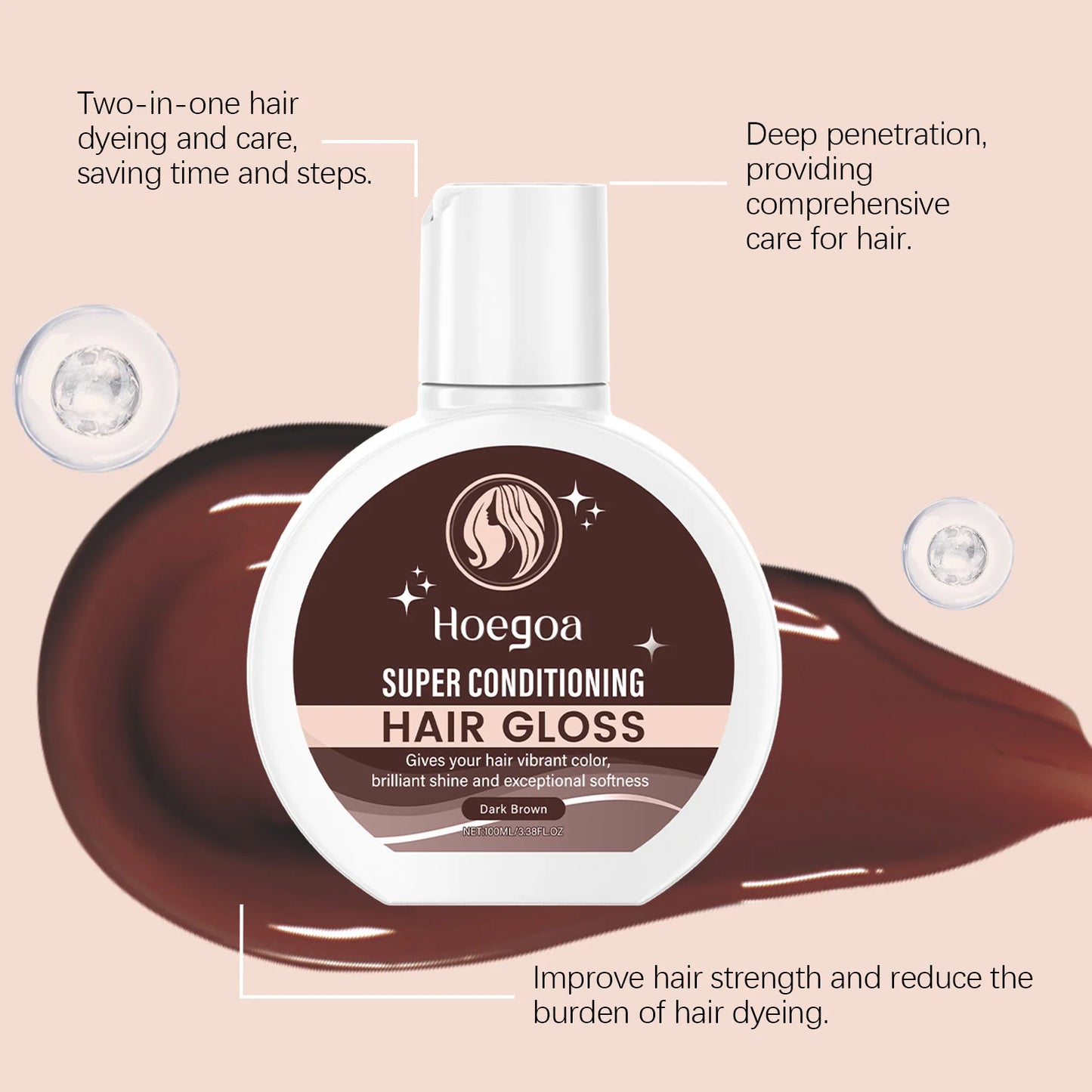 Super Hair Gloss Color Conditioning Enhance Color Boost Shine Deep Nourish Semi-Permanent Hair Color Conditioner For Brown Black