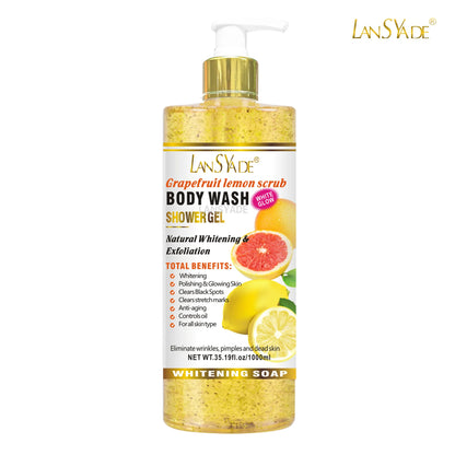 1000ml Scrub bath lotion silky smooth skin foam rich moisture skin toner brighten skin color anti-aging mild lasting fragrance
