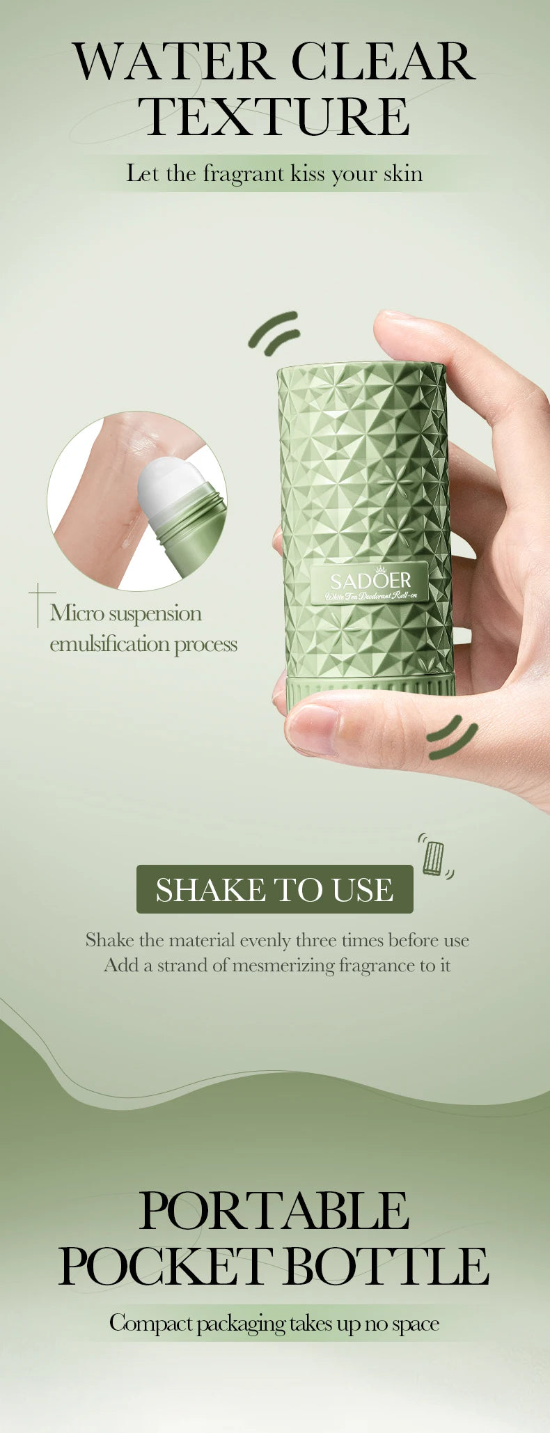 SADOER Fragrant Anti Odor Body Cream Roll-On Beads Anti Sweating Odorless Scenting Underarm Neck Deodorant Refreshing Creams